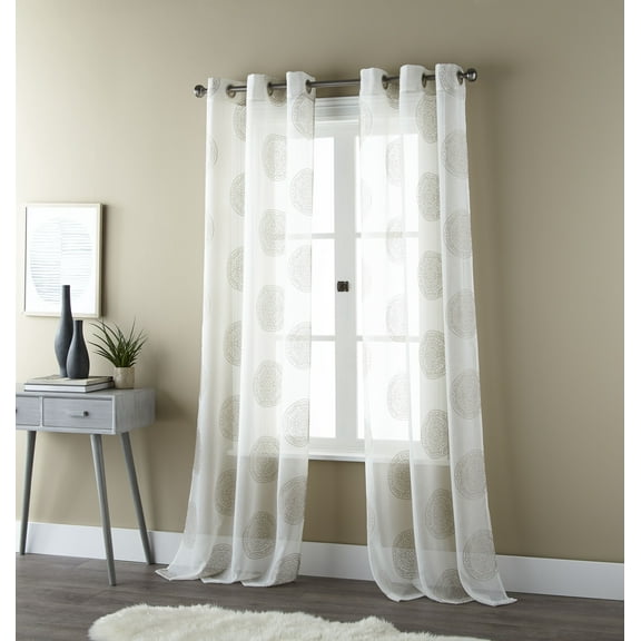 Nanshing Mya Window Sheer Curtain Panels Set of Two with Grommet Top, Camel, 37 x 84"
