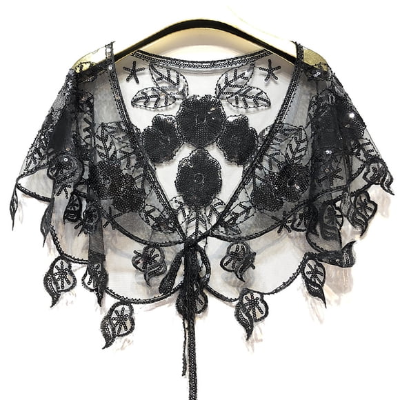 Wraps 2 Mesh Cloak Shawl Dress Wrap With Party Sequin Stole for Evening Wear Retro Gatsb Style Elegant Women