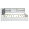 thumbnail image 5 of Wood Full Size platform bed with Trundle, Shelves and Storage Headboard(White), 5 of 12
