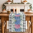 thumbnail image 2 of Table Runner 48 Inches Long for Kitchen Dining, Blue Pink Hydrangea Dresser Scarf Farmhouse, Dining Table Decorations for Wedding/Parties, Eucalyptus Leaves Summer Botanical Plaid 13 x 48 In, 2 of 8