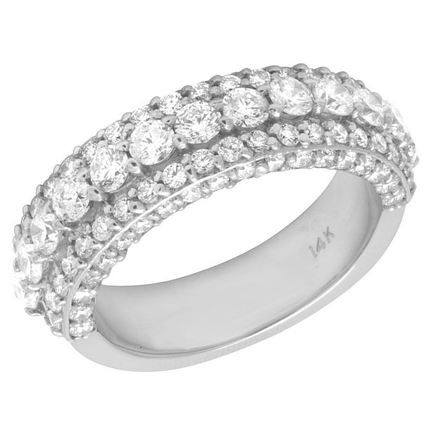 Jewelry Unlimited Men's 14K White Gold Genuine Diamond Prong