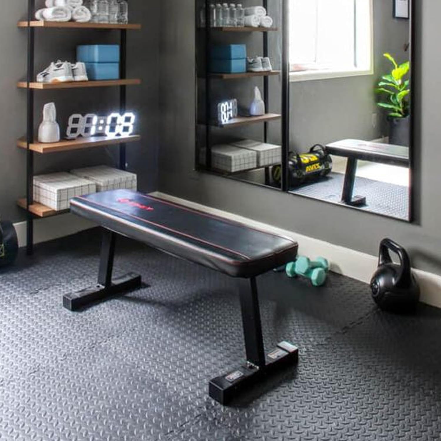 Wjsp Exercise Mat Black 24x24 in Tiles 0.75 in Thick EVA Interlocking Foam 96 sq ft for Home Gym Floor Padding