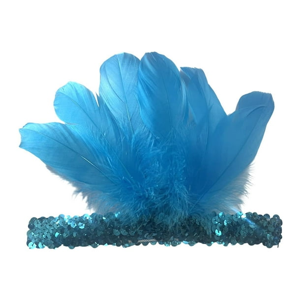 Diadema de plumas decorativa para fiesta, baile, escenario, espectáculo, cosplay Azul