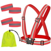 Reflective Vest Running Gear,High Visibility Adjustable Safety VES for Night Cycling,Hiking, Jogging,Dog Walking-Red
