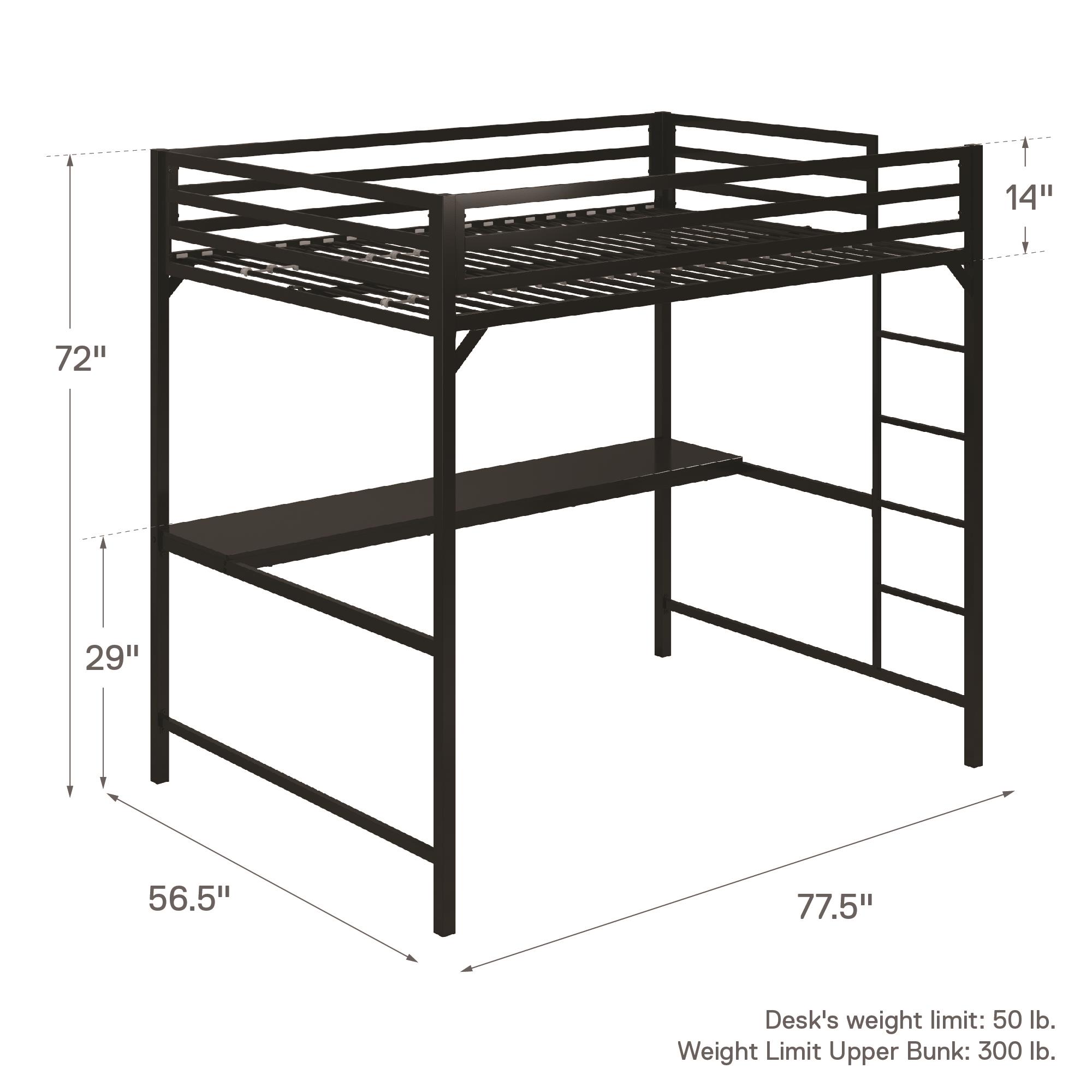 DHP Miles Metal Full Loft Bed with Desk, Black - Walmart.com