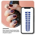 thumbnail image 4 of Vogacara 24 piezas de uñas postizas de ataúd esmerilado DIY exquisito estilo francés novela agraciada personalidad uñas acrílicas para amantes de la Juegos de manicura 8 azul real Vogacara CE011411-08, 4 of 5