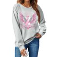 thumbnail image 5 of Womens Breast Cancer Shirt Long Sleeve Pink Ribbon Angel Wings Print Sweatshirt Breast Cancer Awareness Support Survivor Pullover Crew Neck Tops, 5 of 5