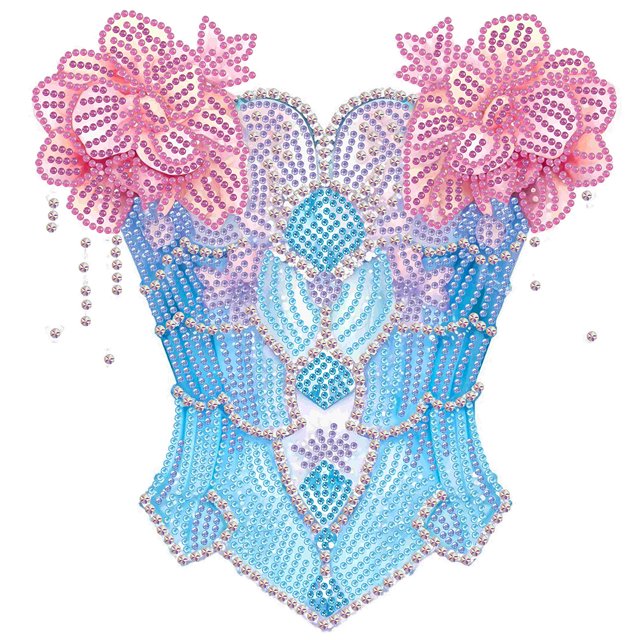 Con Forma Especial Parcial 5D DIY Y Corsé30x30cm Rosa Azul