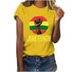 thumbnail image 1 of Tops de Manga Corta para las Mujeres de Ajuste Suelto, Día de la Independencia Negro Impreso, Cuello Redondo Suelto Superior, 1 of 4