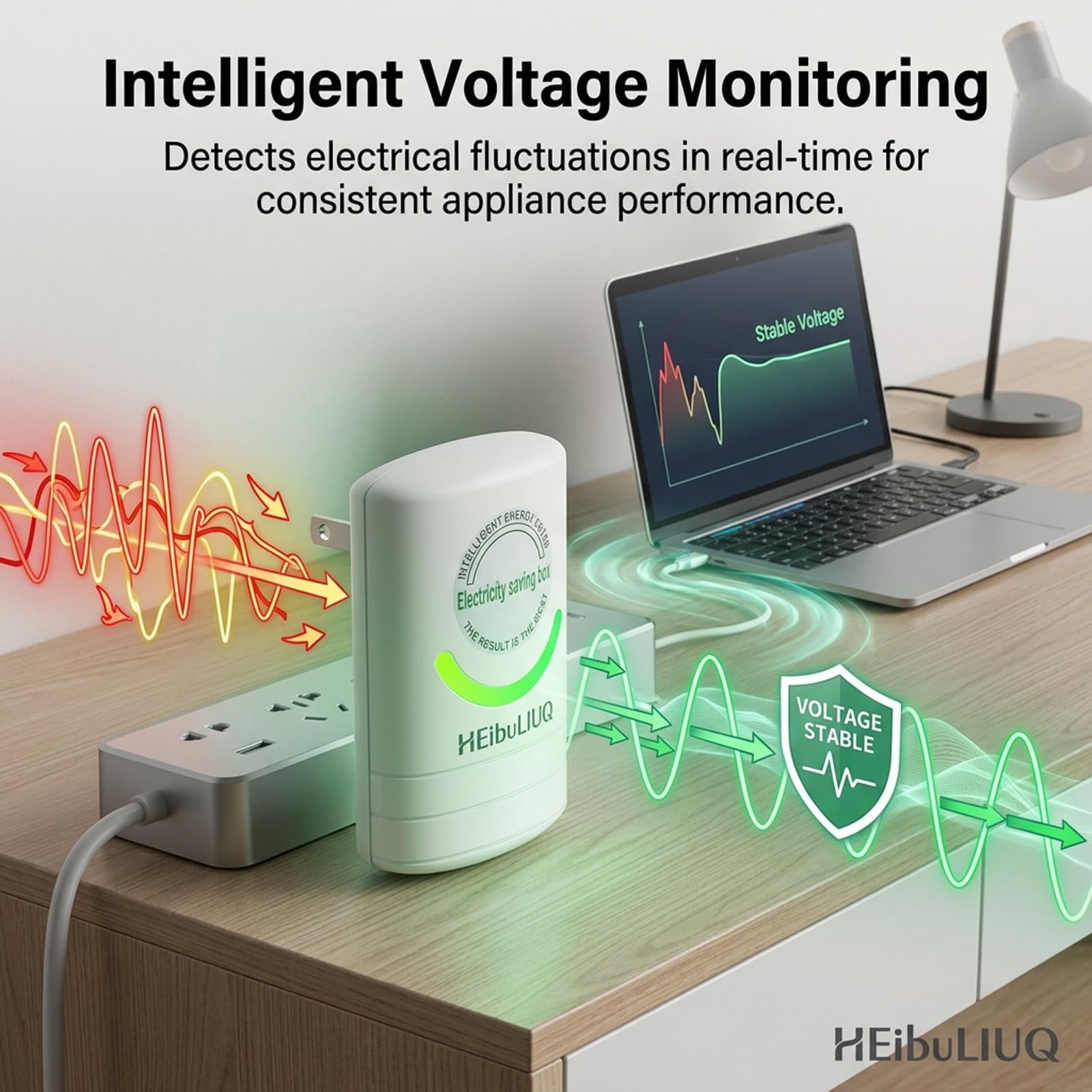 Electricity Saving Box for Home Office, Smart Power Saver Device Plug to Reduce Energy Bill, Automatic Stable Voltage Regulator Efficiency Equipment, Circuit Surges Protector Appliance