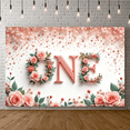 thumbnail image 6 of Yatrandify Floral Design ONE Birthday Banner Decorative First for Baby Celebration Party Photography, 6 of 7