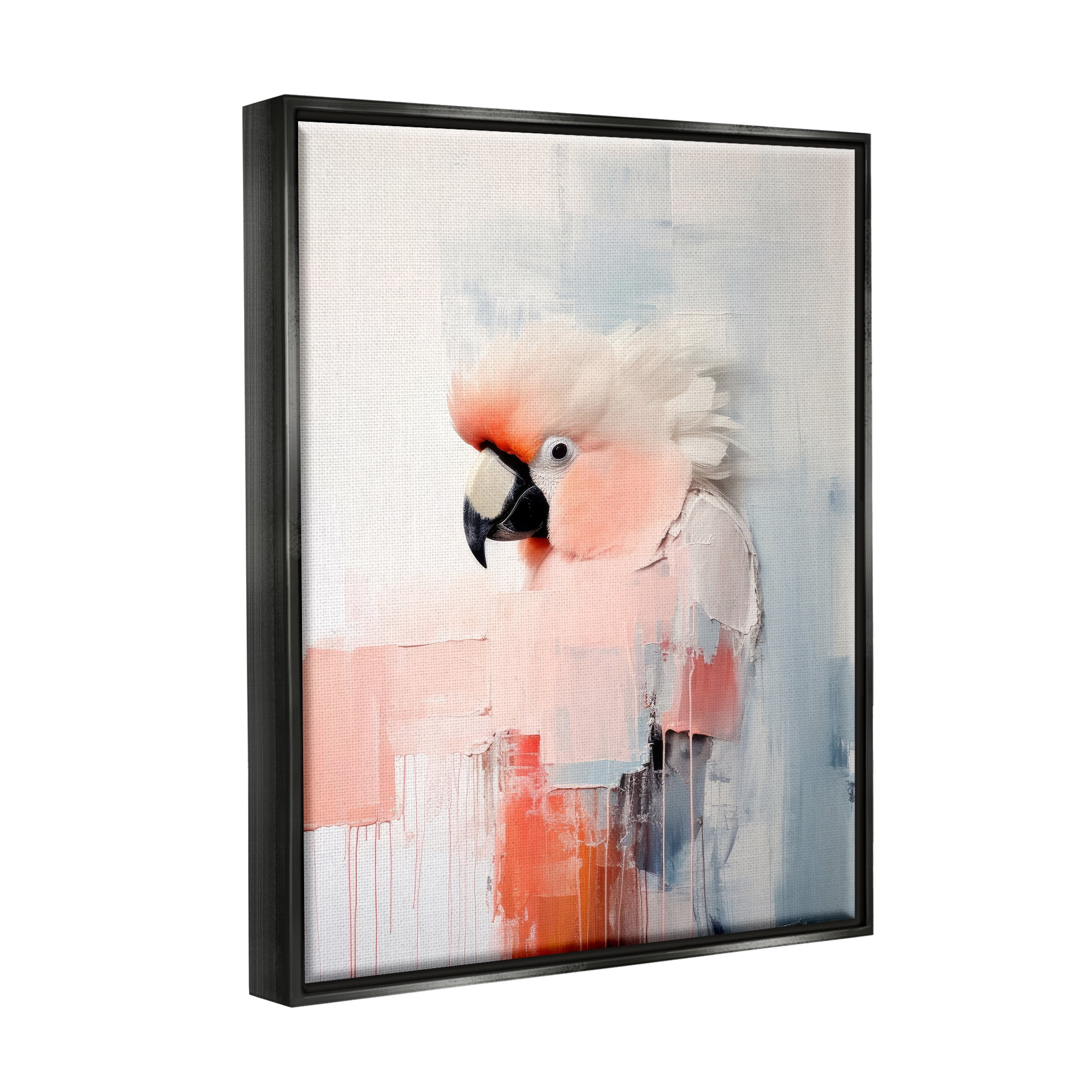 Stupell Industries Modern Cockatoo Portrait Animals & Insects Painting Black Floater Framed Canvas Art Print Wall Art, 25 x 31