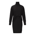 thumbnail image 5 of REORIAFEE 2 Piece Sets for Women Summer 90s Themed Party Outfits 2PC Fashion Women Turtleneck Casual Suit Long Sleeve Top Slit Skirt Two Piece Dress Black L, 5 of 9