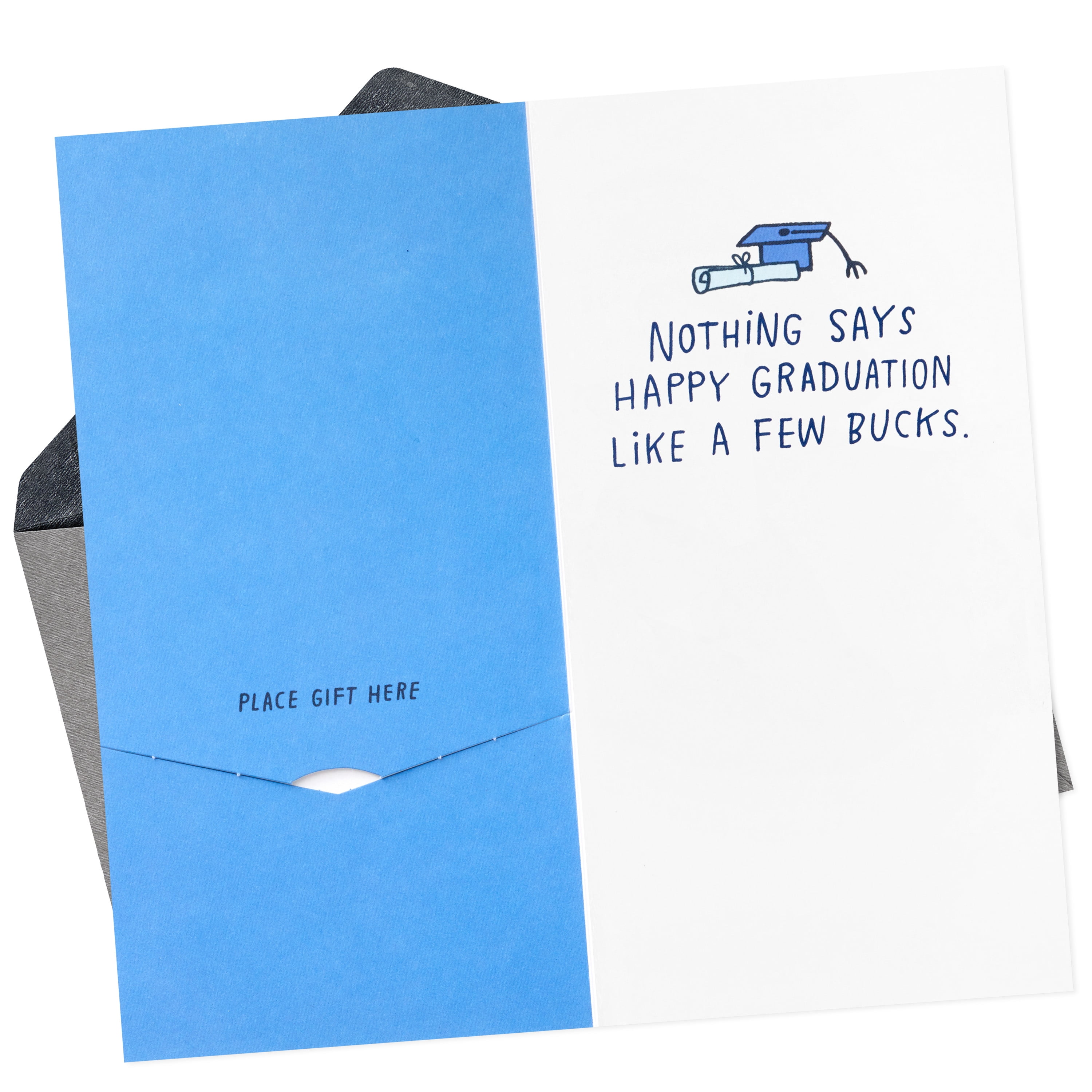 Hallmark Shoebox Funny Blue Paper Money Holder Graduation Card (a Few Bucks)
