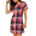 thumbnail image 2 of Lsque Heart Plaid Pattern Nightgowns for Women Sleep Shirts Short Sleeve Nightshirt Pullover Nightdress Soft Sleepwear Relaxed Fit Nightdress, 2 of 6