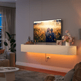 thumbnail image 4 of ​​FloatiCasa 70-inch Floating TV Stand Wall-Mounted Media Console with Vertical Groove Design, for TVs up to 75 inches, Fully Assembled(White), 4 of 15