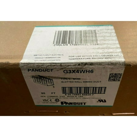

NEW G3X4WH6 PANDUIT Wide Slot Wire Duct 3 Wx 4 H White - LOT OF 60 FT