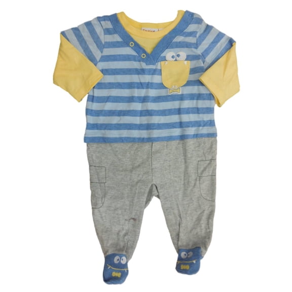 Truly Scrumptious Infant Boys Blue & Yellow Striped Monster Outfit Sleeper 3m