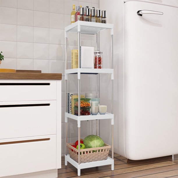 Carrito de almacenamiento PRETXORVE para la organización del lavadero, estantería de 4 niveles, carrito utilitario, estante de almacenamiento para cocina, baño, lavandería, espacios estrechos