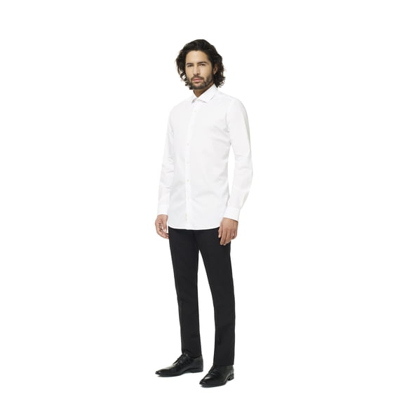 OppoSuits Men's White Knight Solid Color Shirt