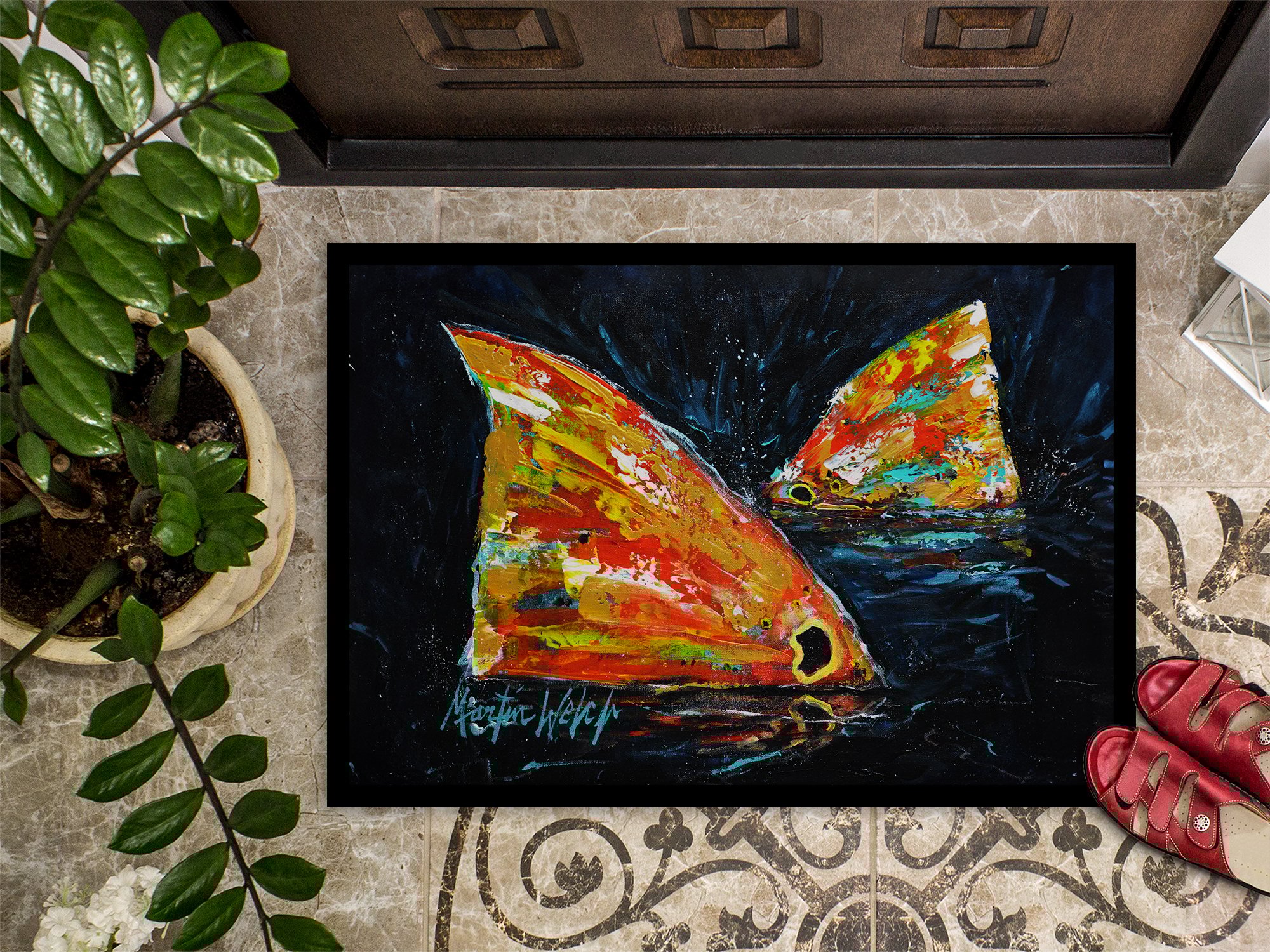 thumbnail image 3 of Carolines Treasures MW2149MAT 18 x 27 in. Red Fish Two Tales Doormat, 3 of 5