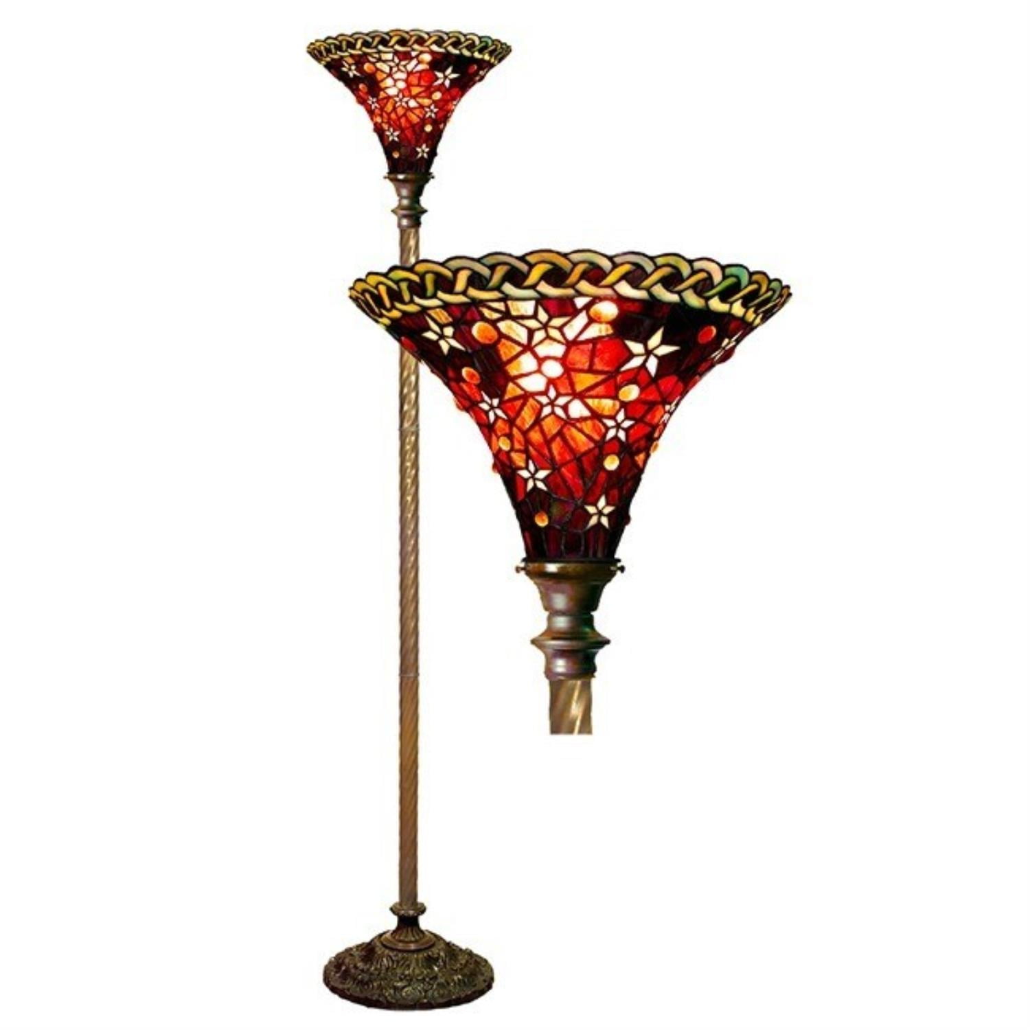 Tiffany-style Vintage Star Torchiere Lamp