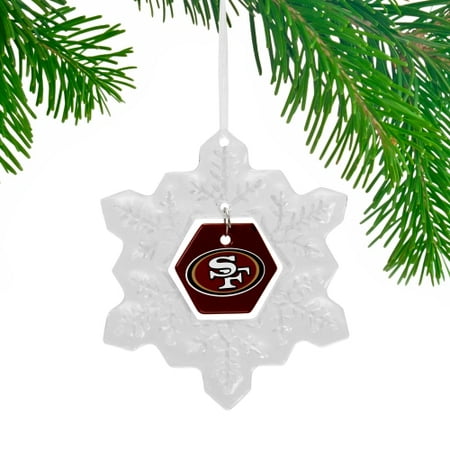 San Francisco 49ers Glass - San Francisco 49ers Glass Snowflake Ornament - No Size