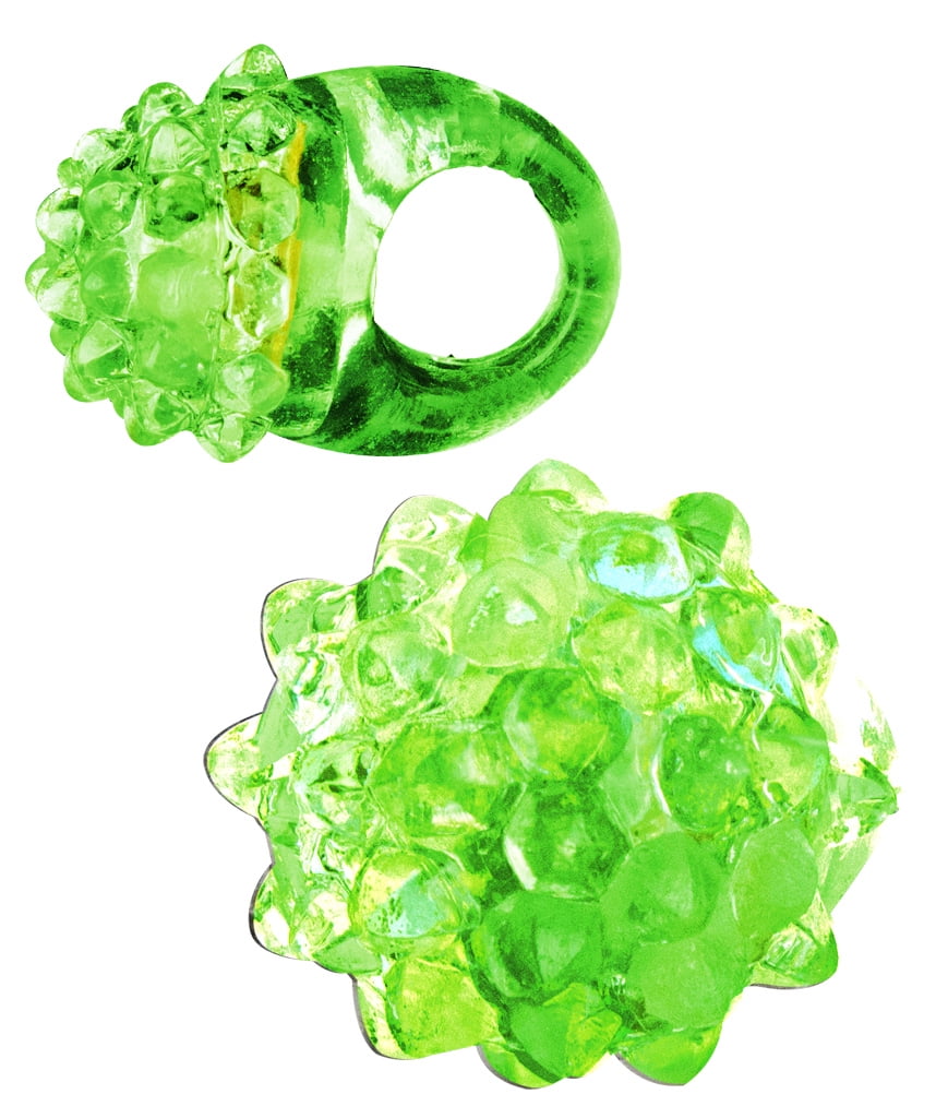 Fun Central (AJ291) Green Jelly Bumpy Rings, Flashing Rings, Led Jelly