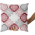 thumbnail image 4 of Red Boho Pillow Covers 18x18 Inch Pack of 2 Bohemian Gray and Red Floral Throw Pillow Covers Modern Burgundy Grey Flower Pillowcase Cotton Square Cushion Cover for Bedroom Sofa Couch Indoor Home Decor, 4 of 6