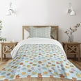 thumbnail image 3 of Ambesonne Cartoon Quilted Bedspread Set 2 Pcs, Sun Ribbon Teddy Bear Art, Twin Size, Pale Blue Cinnamon, 3 of 6