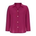thumbnail image 5 of Delliss Women's Button Lapel Baggy Top Solid Color Long Sleeve Blouse S-3XL, 5 of 6