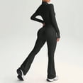 thumbnail image 6 of TZZQ Womens 2 Piece Yoga Outfits Fitted Long Sleeve Zipper Crop Jackets High Waist Elastic Flare Pants Slim Fit Casual Matching Outfits Flare Legging Workout Sets Athletic Clothing Sets Black L, 6 of 7
