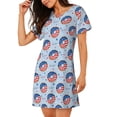 thumbnail image 2 of Fotbe Donut with the USA Fag Bata de Dormir para Mujer con Estampado, Camisón de Algodón de Manga Corta, Ropa de Dormir Casual, 2 of 6