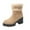 Khaki, variant on Ankle Boots for Women Casual Comfy Warm Fleece Womens Booties Chunky Heel Round Toe Zipper Winter Boots for Women 8.5