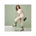 thumbnail image 5 of BLISSFUL STEP Women's Satin Floral Print Block Heel Sandals Dark Green 10, 5 of 8
