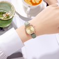 thumbnail image 2 of Student Watch Square Dial Faux Leather Strap Quartz Movement Elegant Women Ladies Wristwatch Fashion Jewelry Birthday Gift -Light Green, 2 of 8