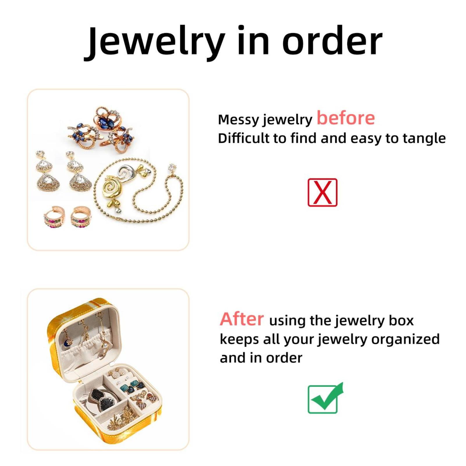 PhooArto Small Jewellery Box, Orange Slices Background Portable Travel Mini Jewelry Case for Women Leather Ring Organizer