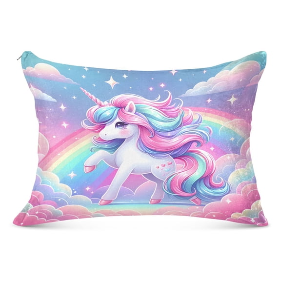 Beautiful Fantasy Unicorn Plush Pillow Cases Standard Size Ultra Soft Warm Pillowcases with Zipper 20"x26"