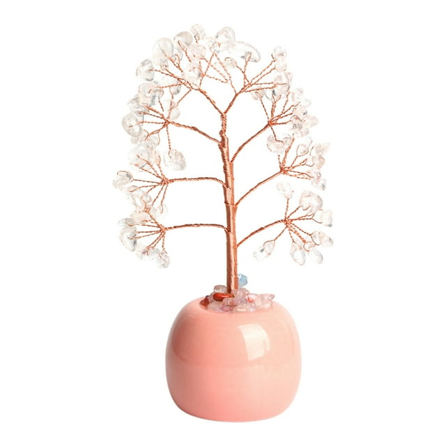 Decoraciones de Oficina para el Trabajo Árbol de Cristal Natural, Piedra Aplastada, Decoración de Tarro Colorido, Decoración de Oficina Decoraciones de Cristal para el Hogar