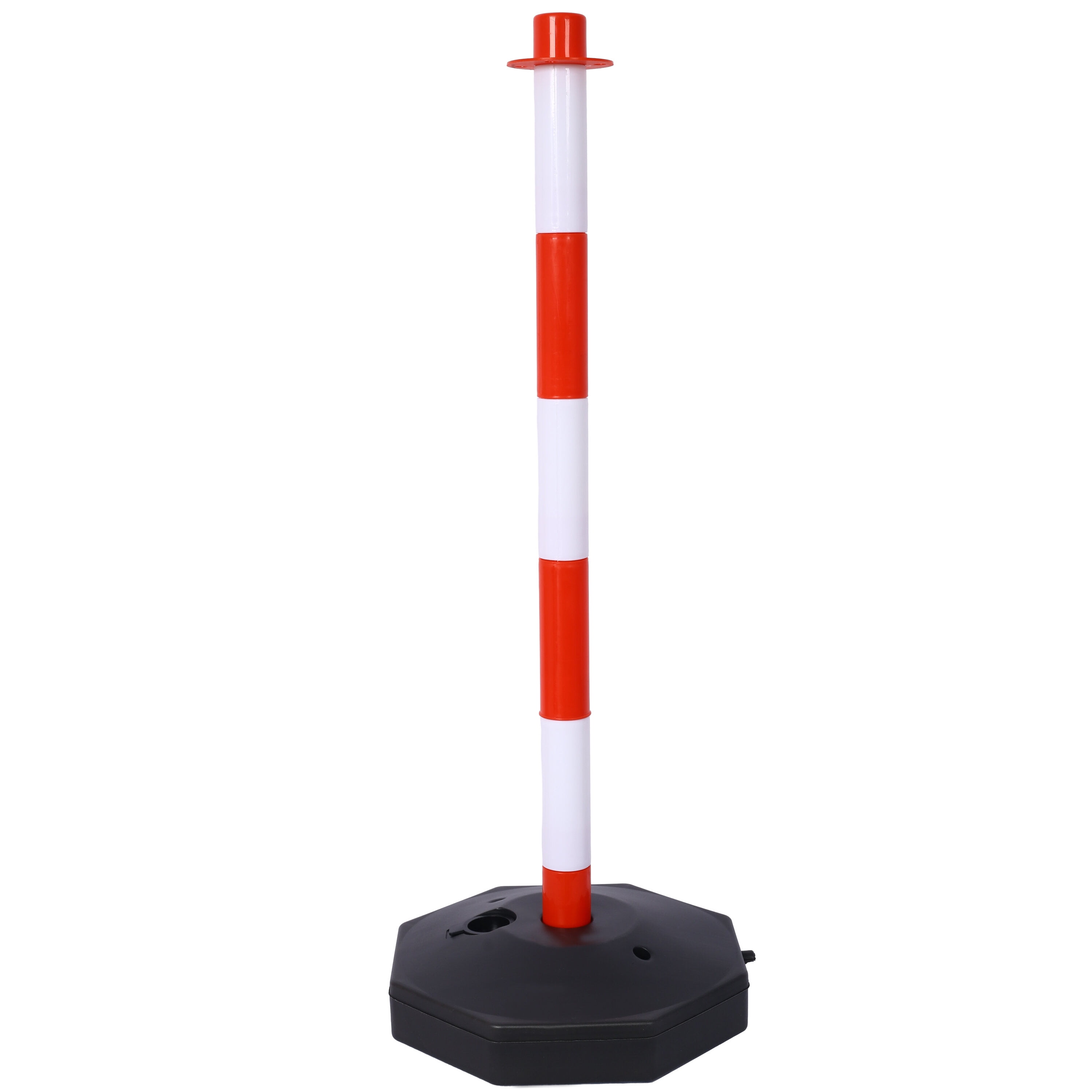 4-Pack Traffic Delineator Posts with Fillable Base & 5ft Chain, Adjustable Safety Barriers for Crowd Control, 32.6" High Visibility Cones