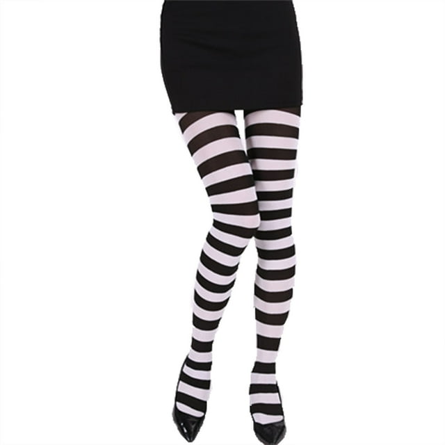 Mialoley Mode Femmes Dames Rayé Taille Haute Mince Décontracté Collants Femme Automne Hiver Collants Noir Jaune Vert