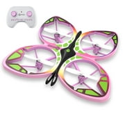 Contixo Butterfly Mini Drone for Kids 8-12, Auto Takeoff/Landing, Altitude Hold, 360° Stunts, Colorful LED Lights, RC Quadcopter, x2 Batteries, 14 Min Flight, Propeller Full Protect Toy - Pink