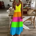 thumbnail image 4 of PLAIN SOLID NEON FLUORESCENT RAINBOW STRIPES 5 COLORS Sleeveless Dress Women's Evening Dress Womans Clothing, 4 of 9