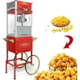 thumbnail image 2 of Commercial Popcorn Machine with Cart - 20oz Vintage Style Popper, 1440W, Tempered Glass & Warming Deck, Wheels for Home Theater, Parties, Events, Red, 2 of 6