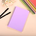 thumbnail image 1 of Zhuge Paquete de 3 cuadernos en espiral, tamaño A5, con rayas, cubierta de plástico resistente al agua, 60 hojas/120 páginas, diarios para estudiar y tomar notas, color morado, 1 of 3