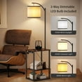 thumbnail image 5 of SUNMORY Floor Lamp with Table, End Table with Lamp for Living Room, Rustic End Table Lamp with Shelves, Walnut, 5 of 7