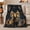 Bronze Ram, variant on Celestial Aries Ram Design Golden Horns Moon Phases, Mystical Celestial Art Scene, Warm Flannel Blanket for Office and Dorm, Celestial Art Lovers Housewarming Gift, Celestial Home Decor