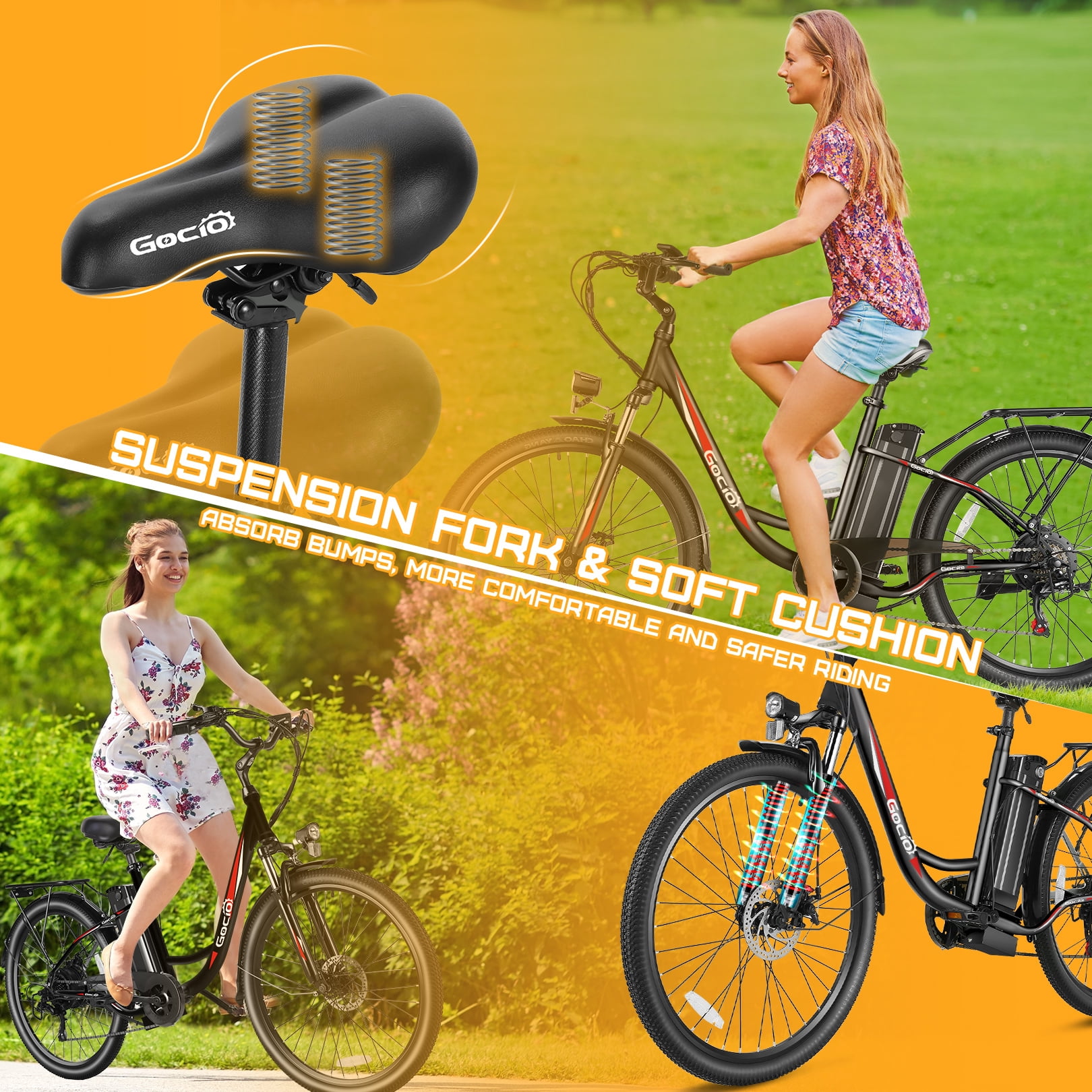 Gocio 26" Electric Bike for Adults, 500W Motor, City Commuter E-Bike, 48V 7.8Ah Removable Battery, Max 19.8Mph, 7 Speed, UL2849​