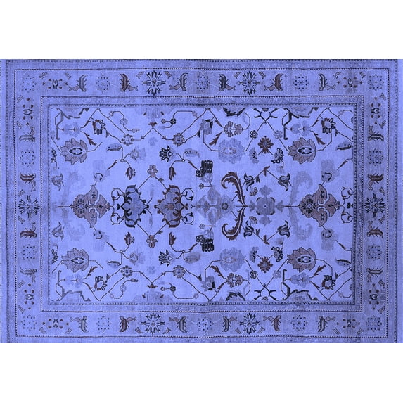 Ahgly Company Indoor Rectangle Oriental Blue Industrial Area Rugs, 8' x 12'