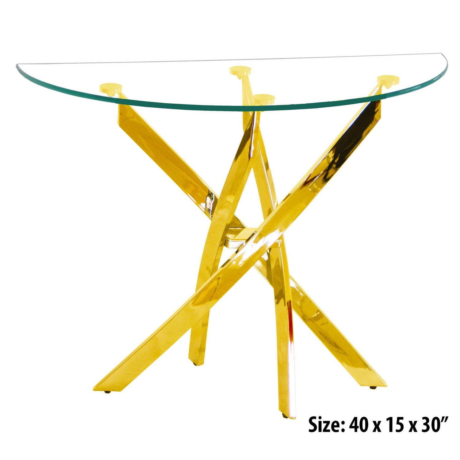 Table console demi-lune canadienne Genesis dorée